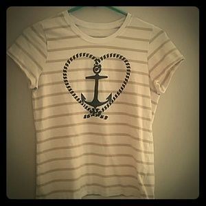 Yellow, white, and navy blue anchor shirt